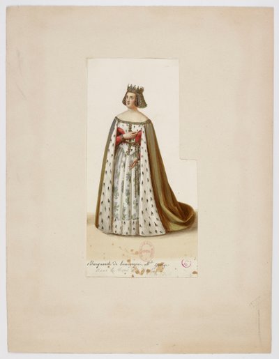 Costume di Mlle George come Margherita di Borgogna (La Tour de Nesle, 1832) 2 da Eugène Du Faget